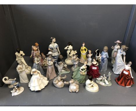 Qty of figurines to include Nao , Minton Spellbound,House of Berkeley, Coalport, etc 