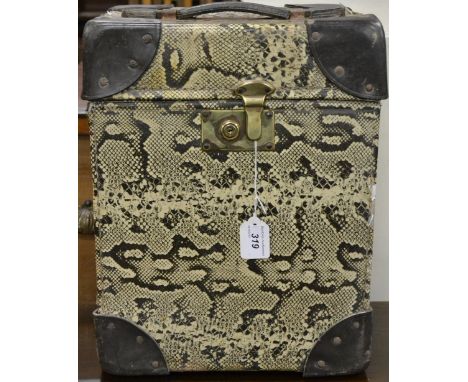Vintage Luggage - a leather mounted faux snake skin square trunk, by Biba of Carnaby Street