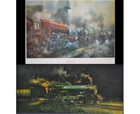 Railway Interest - David Weston, after, Giants at Camden, a limited edition colour print, signed and numbered 63/500; another