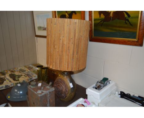 A large Bernard Rooke pottery table lamp with shade 