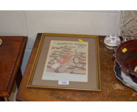 A pencil signed artists proof of a koi carp dated July 1983