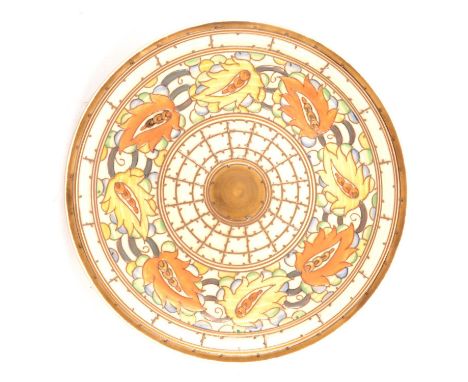 Charlotte Rhead for Crown Ducal, a 'Tarragona' design charger, pattern 5623, 32cm diam.