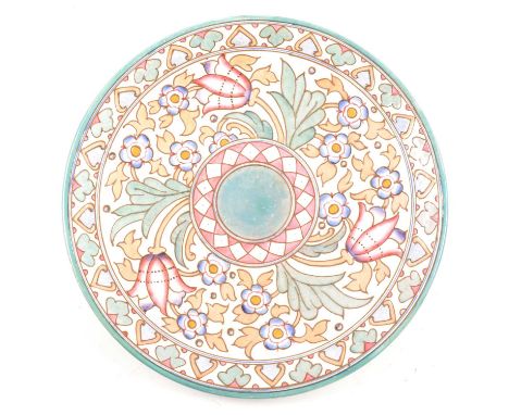 Charlotte Rhead for Bursely Ware, a 'Wind Tossed Tulip' design charger, lustre finish, painted 'TL76', 36.5cm diam.