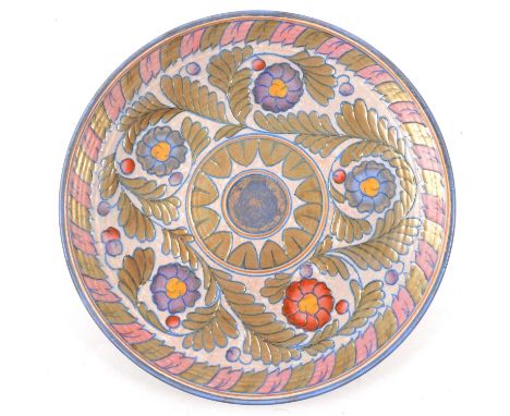 Charlotte Rhead for Crown Ducal, 'Palermo' design charger, pattern 5803, 32cm diam.