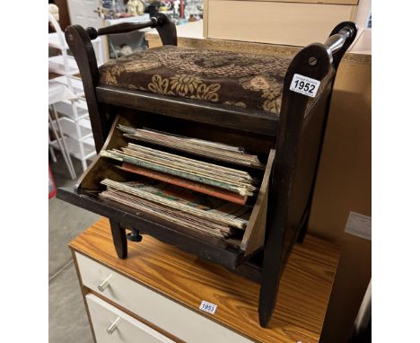An Edwardian piano stool with quantity of vintage sheet music
