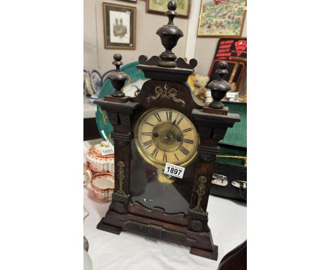 19/20c American mantle clock with gilded art nouveau embellishments