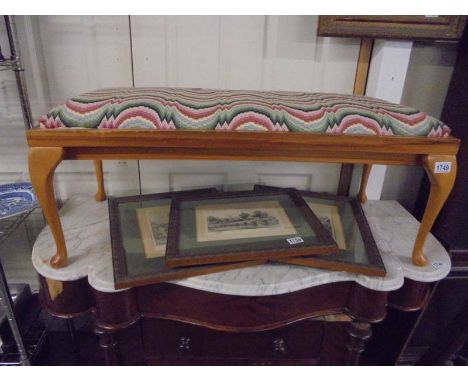 A good quality double stool with tapestry seat.