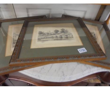 Three framed and glazed architectural prints signed J E Francis.