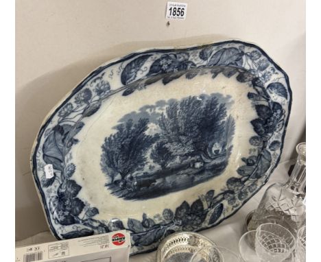 Large Victorian blue and white meat platter a/f