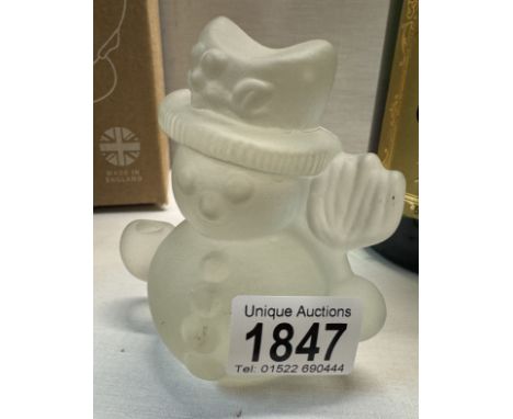A Goeble frosted glass snowman paperweight