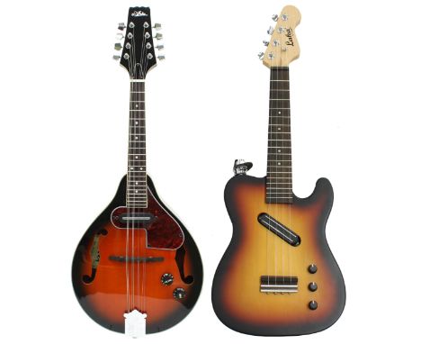Aria AM-20E electric mandolin, with Roksak gig bag; together with a Laka by Vintage VUV2 electric ukulele, with original gig 