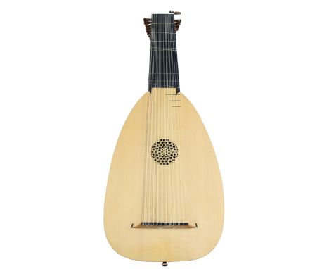 Contemporary lute, bearing a Luke Ernst refurbishment label to the inner back, with multi-section maple bowl back, spruce top