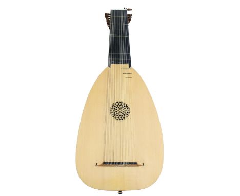 Contemporary lute, bearing a Luke Ernst refurbishment label to the inner back, with multi-section maple bowl back, spruce top