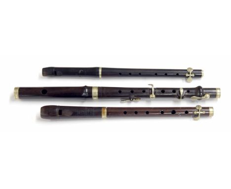 French six-holed single key duct flute circa 1920-1930, stamped Kandowski/C.G.I.M/Paris;&nbsp;also another late 19th century 