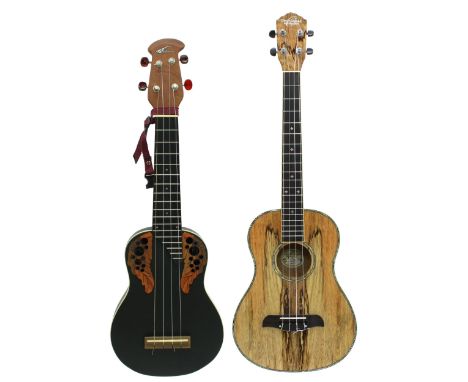 Oscar Schmidt OU57 concert ukulele, within a TGI hard case; together with an Applause by Ovation UA20 ukulele, within a fitte