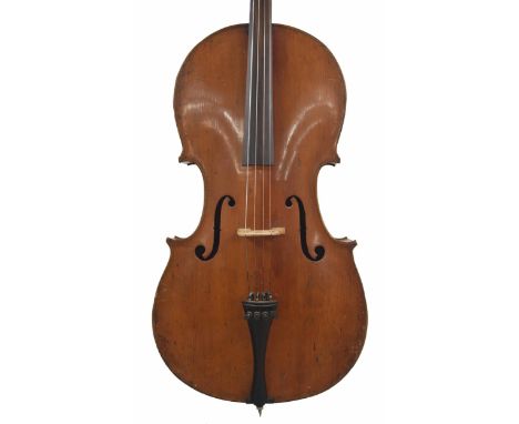 Early 20th century German violoncello labelled Antonius Stradivarius..., 29 1/2", 74.90cm, bow, hard case 