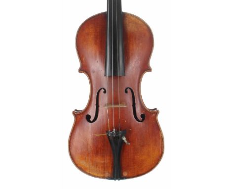 English violin labelled W. Glenister, 23 Beak St. London W. 1893, the two piece back of fine curl with faint medium curl to t