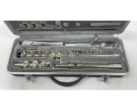 Odyssey metal flute, ser. no. 67513606, case; also a French clarinet stamped F. Buisson, Paris, another unnamed clarinet, bot