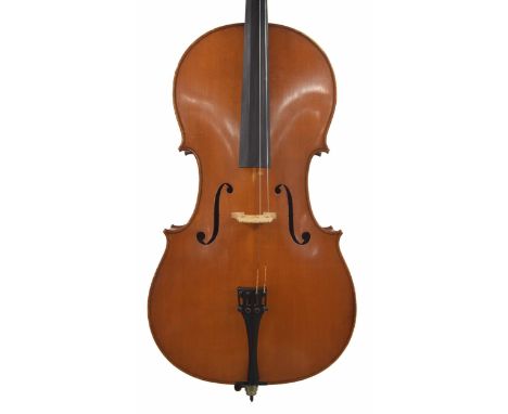 Contemporary violoncello labelled Collins 1987, the two piece back of faint medium curl with similar wood to the sides and he
