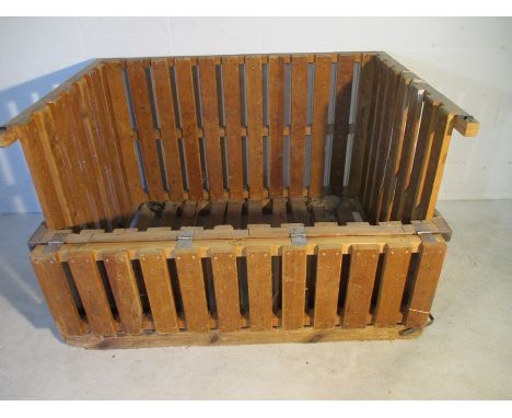 An Axminster Carpets large bobbin crate, with drop down front.. Height 93cm, Length 146, Width 106cm.