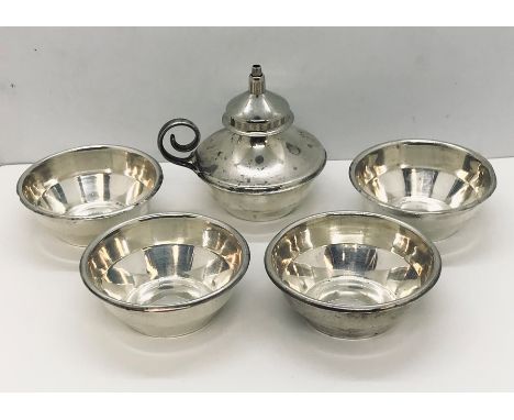 An Asprey hallmarked silver table lighter and ashtray combination