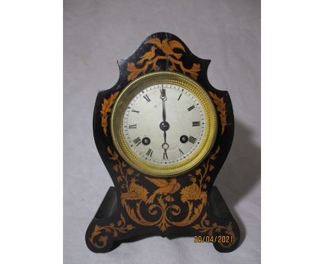 An inlaid shaped late 19th Century mantle clock movement and dial signed Duval, Paris