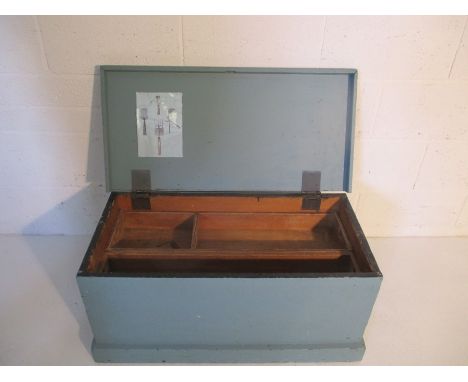 A blue painted tool trunk