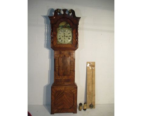 A large mahogany Bradford longcase clock with painted dial, indistinct signature