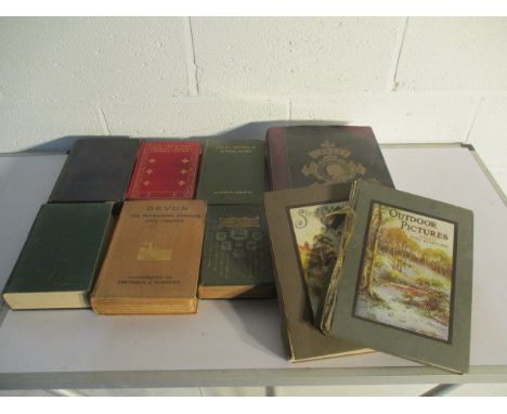 A collection of vintage books including "Faraway" by J.B. Priestley first edition, complete works of Shakespeare, "Old-World 