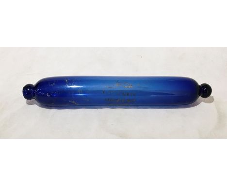 A Bristol blue glass rolling pin - slight damage to one end