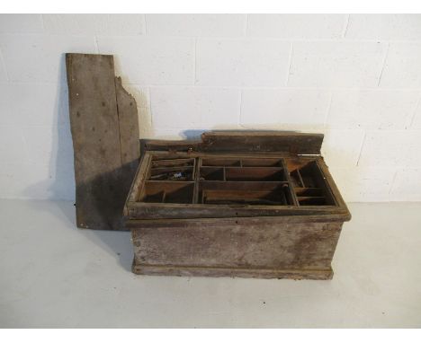 A wooden carpenters tool chest with various wood planes etc, A/F