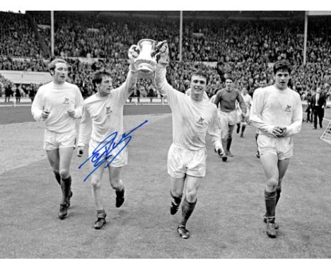 Autographed TONY BROWN 16 x 12 photo : B/W, depicting Dennis Clarke, TONY BROWN, Iian Collard and Graham Lovett parading the 