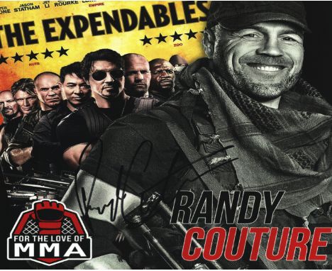 Randy Couture signed 10x8inch colour montage photo. Good condition.  All autographs come with a Certificate of Authenticity. 