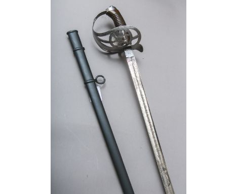 Hessischer Kavallerie Offizierssäbel, Herst. Weyersberg, schreitender Löwe a. d.Griffkorb, Klinge bs. großflächig geätzt m. R