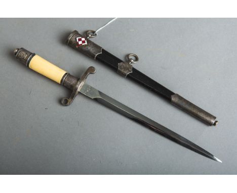 Luftwaffen-Offiziersdolch M 1954 (Polen), vernickelte Klinge m. Nummer "11407",Parierstange u. Knauf versilbert, elfenbeinfar