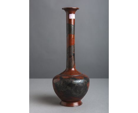 Vase (wohl China, 19. Jh.), Bronze, unten leicht ausgestellter flacher Stand, ovoiderGefäßkörper m. zylinderförmig angesetzte