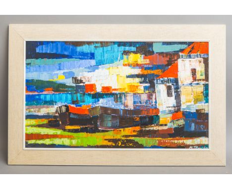 Rincón, M. (neuzeitlich), Ohne Titel, Öl/Malkarton, re. u. sign., Bildgr. ca. 49 x 84 cm,gerahmt (Gr. ca. 65 x 100 cm).