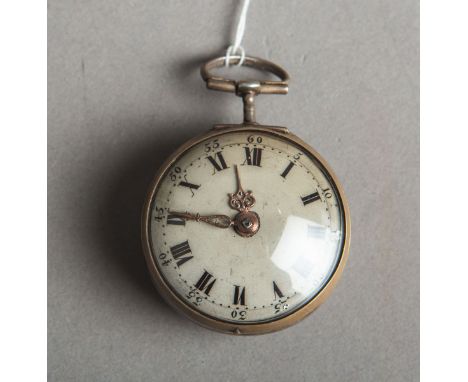 Spindeltaschenuhr (19. Jh.), Silbergehäuse, Emailzifferblatt m. röm. Ziffern, Dm. ca. 4cm. Funktion nicht geprüft.