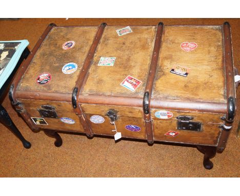 Travel trunk converted into a coffee table