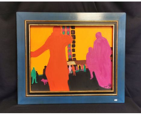 HAMMERSTIEL, ROBERT (Werschetz 1933-2020 Neunkirchen, österreichischer Maler und Grafiker), Gemälde: "Großstadt", Acryl auf L