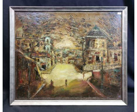 HOLT, ROGER C. (New Haven, Conneticut/USA 1905-1979), Gemälde: "Stadtvedute", Öl auf Leinwand, unten rechts signiert "Holt". 