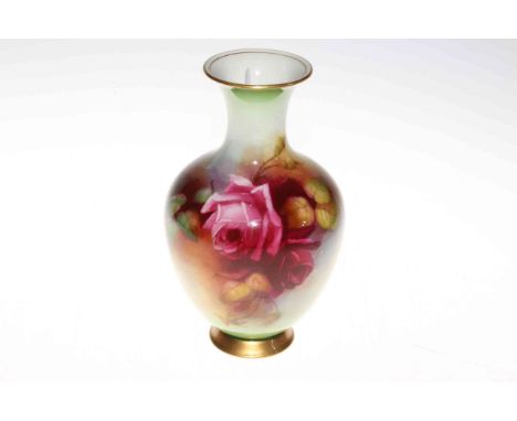 Royal Worcester Roses vase, 21cm.