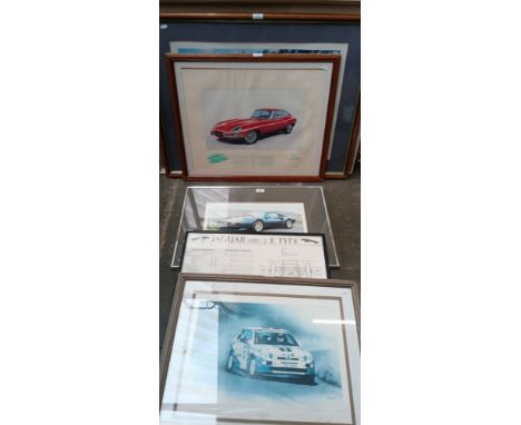 Various framed motor racing prints including 'Black Label Bentley' after Gerald Coulson, 'Spirit of Le Mans' after Nicholas W