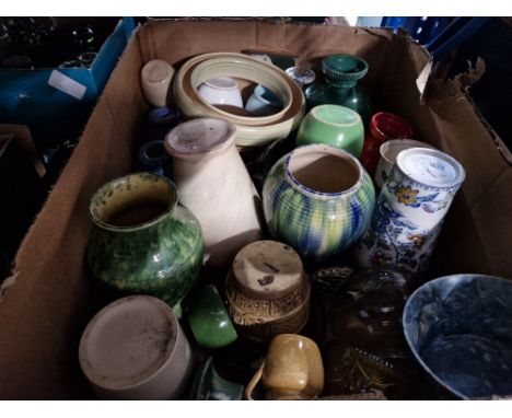 A box of assorted ceramics to include Greys Pottery &amp; Masons etc. 