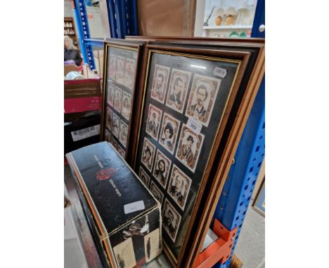 Five framed sets of Wild West collectors cards and an American civil war cannon model. 