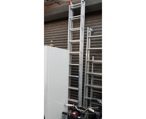 An aluminium extending ladder 