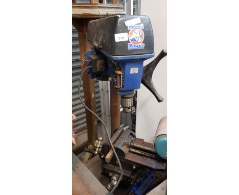 A Record pillar drill with stand and accessories. 