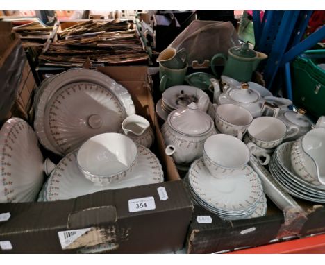 A mixed lot of ceramics including Johnson Brothers 'Dreamland' china, Kutani tea set and green glazed Denby pottery.