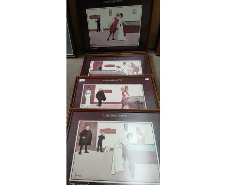 A set of four colour lithographs after Lance Thackery, from the series 'A Billiard Match'; 'Snookered', 'Left', 'The Canon' &