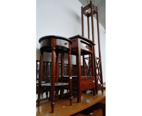 Three pieces of reproduction furniture including an Ancient Marina hat and coat stand. 